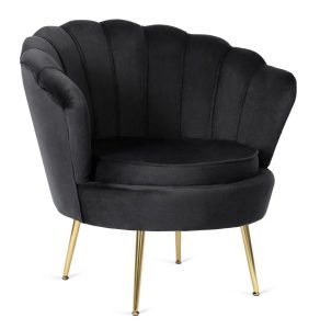 Czarny fotel muszelka w stylu glamour A7-K90