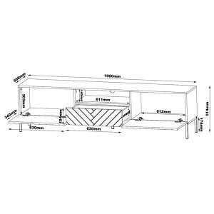 Szafka RTV czarna mat / połysk 190 cm Blend – elegancki design, funkcjonalność, nowoczesne wykończenie