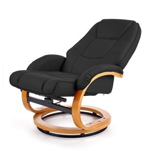 Fotel rozkładany z funkcją masażu ekoskóra czarny Matador – komfort, relaks, elegancki design