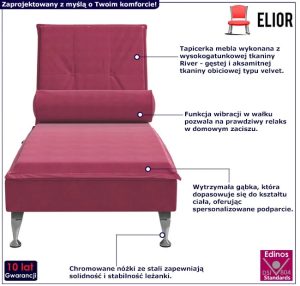 Masująca czerwona leżanka do salonu N2-R24