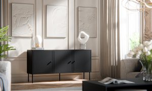 Komoda z drzwiami czarny mat 150 cm Modena – nowoczesny design, funkcjonalność, wysoka jakość