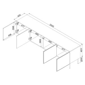 Szafka RTV niebieska mat 200 cm Verno – nowoczesny design, materiał MDF, funkcjonalność