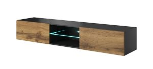 Szafka RTV wisząca antracyt / dąb wotan mat 180 cm Livo – nowoczesny design, funkcjonalność, trwałość