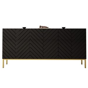 Komoda z drzwiami czarna mat / wysoki połysk 160 cm Blend – elegancki design, funkcjonalność, nowoczesne wykończenie