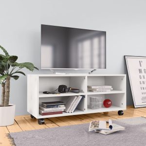 vidaXL Szafka pod TV, biała, 90x35x35 cm, materiał drewnopochodny