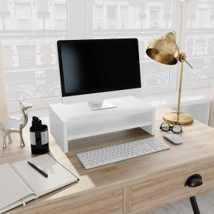 vidaXL Podstawka na monitor, biała, 42x24x13 cm materiał drewnopochodny
