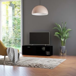 vidaXL Szafka pod TV, czarna, 120x34x37 cm, materiał drewnopochodny