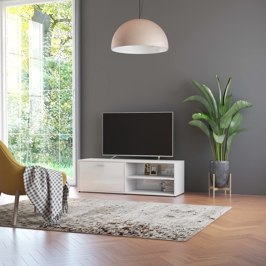 vidaXL Szafka pod TV, wysoki połysk, biała, 120x34x37cm