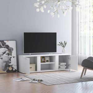 vidaXL Szafka pod TV, biała, 120x34x37 cm, materiał drewnopochodny