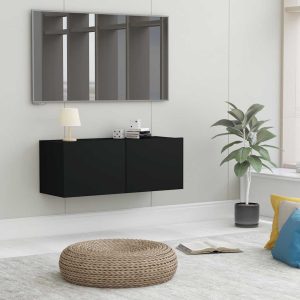 vidaXL Szafka TV, czarna, 80x30x30 cm, materiał drewnopochodny