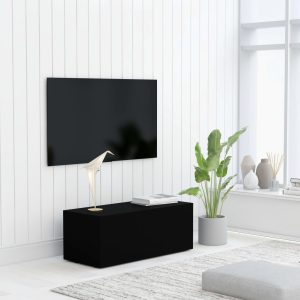 vidaXL Szafka pod TV, czarna, 80x34x30 cm, materiał drewnopochodny