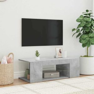 vidaXL Szafka pod TV z oświetleniem LED, szarość betonu, 90x39x30 cm