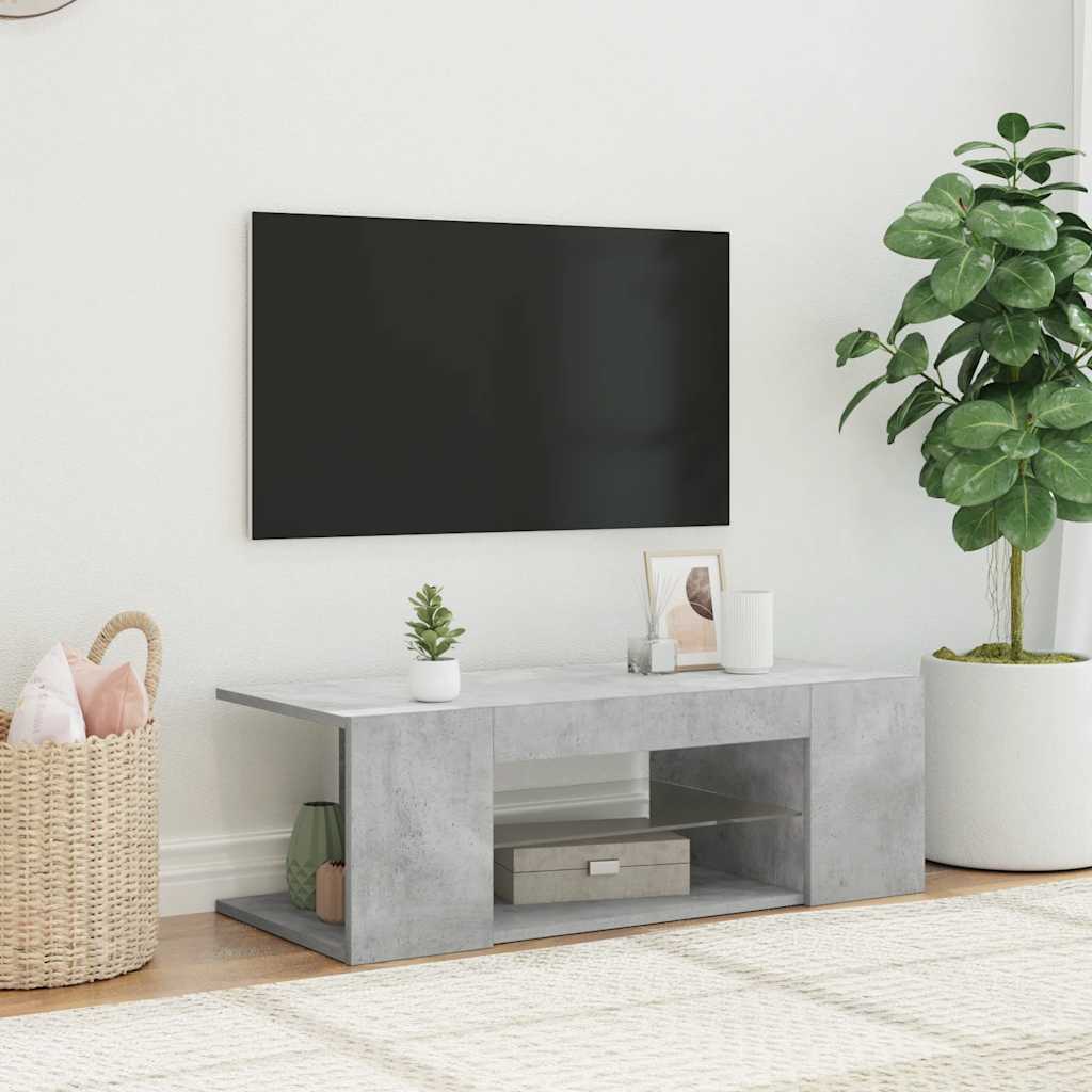 vidaXL Szafka pod TV z oświetleniem LED, szarość betonu, 90x39x30 cm