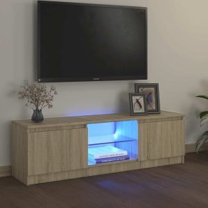 vidaXL Szafka pod TV z oświetleniem LED, dąb sonoma, 120x30x36 cm