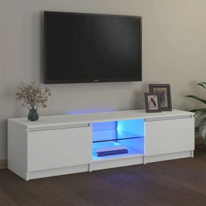 vidaXL Szafka pod TV z oświetleniem LED, biała, 140 x 40 x 36 cm