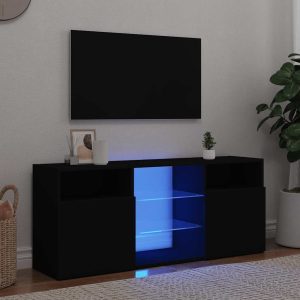 vidaXL Szafka TV z oświetleniem LED, czarna, 120x30x50 cm