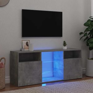 vidaXL Szafka TV z oświetleniem LED, szarość betonu, 120x30x50 cm
