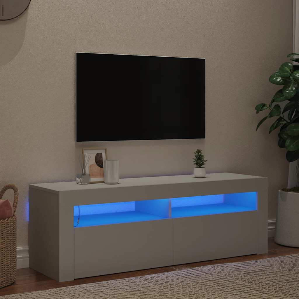 vidaXL Szafka pod TV z oświetleniem LED, biała, 120x35x40 cm
