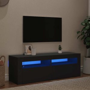 vidaXL Szafka pod TV z oświetleniem LED, czarna, 120x35x40 cm