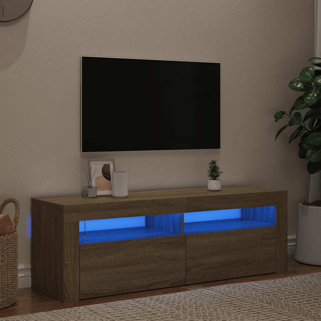 vidaXL Szafka pod TV z oświetleniem LED, dąb sonoma, 120x35x40 cm