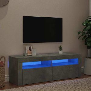 vidaXL Szafka pod TV z oświetleniem LED, szarość betonu, 120x35x40 cm