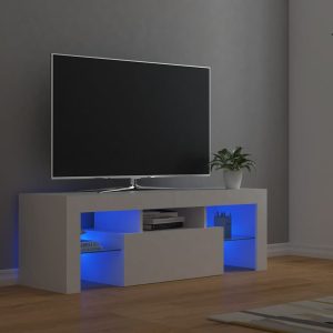 vidaXL Szafka pod TV z oświetleniem LED, biała, 120x35x40 cm