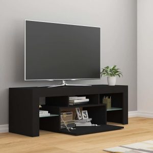 vidaXL Szafka pod TV z oświetleniem LED, czarna, 120x35x40 cm