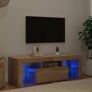 vidaXL Szafka pod TV z oświetleniem LED, dąb sonoma, 120x35x40 cm
