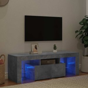 vidaXL Szafka pod TV z oświetleniem LED, szarość betonu, 120x35x40 cm
