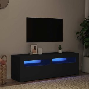 vidaXL Szafka pod TV z oświetleniem LED, czarna, 120x35x40 cm