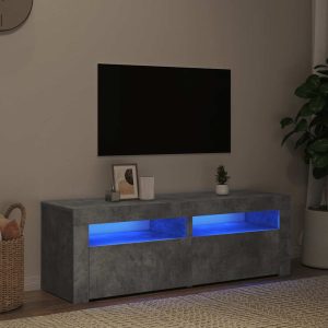 vidaXL Szafka pod TV z oświetleniem LED, szarość betonu, 120x35x40 cm