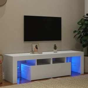 vidaXL Szafka pod TV z oświetleniem LED, biała, 140×36,5×40 cm