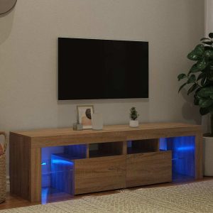 vidaXL Szafka TV z oświetleniem LED, dąb sonoma, 140×36,5×40 cm
