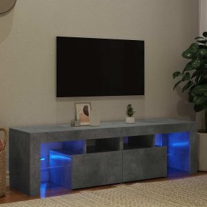 vidaXL Szafka pod TV z oświetleniem LED, szarość betonu 140×36,5×40 cm