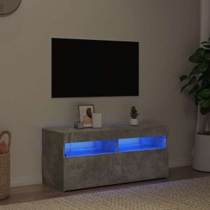 vidaXL Szafka pod TV z oświetleniem LED, szarość betonu, 90x35x40 cm