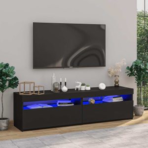 vidaXL Szafki pod TV z oświetleniem LED, 2 szt., czarne, 75x35x40 cm