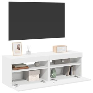 vidaXL Szafki TV z oświetleniem LED, 2 szt., białe, 60x35x40 cm
