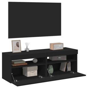 vidaXL Szafki TV z oświetleniem LED, 2 szt., czarne, 60x35x40 cm