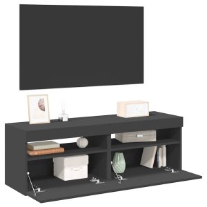 vidaXL Szafki TV z oświetleniem LED, 2 szt., szare, 60x35x40 cm