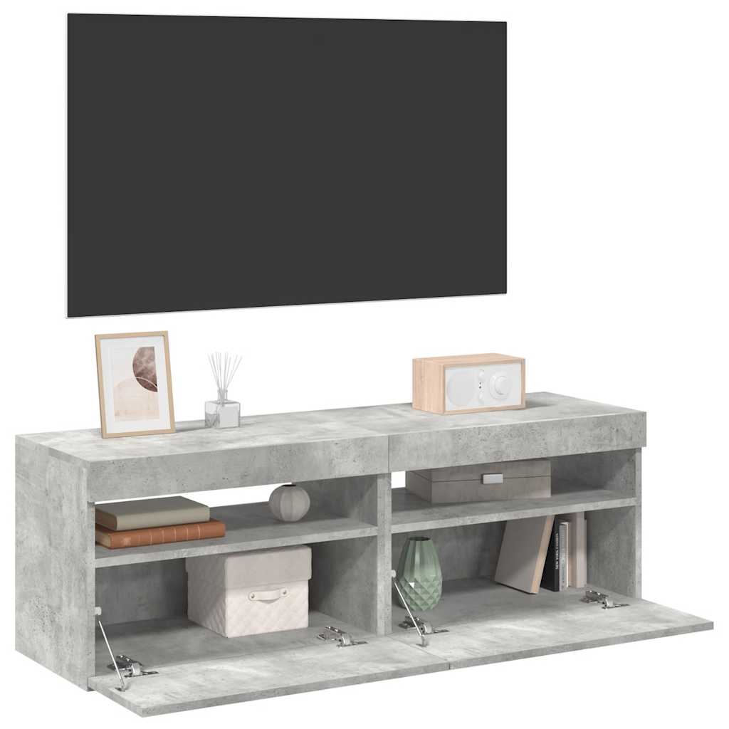 vidaXL Szafki TV z LED, 2 szt., szarość betonu, 60x35x40 cm