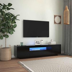 vidaXL Szafka TV z oświetleniem LED, czarna, 160x35x40 cm