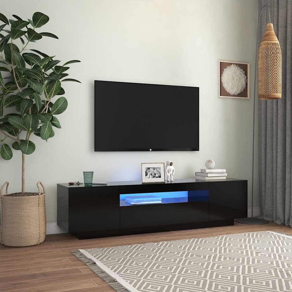vidaXL Szafka TV z oświetleniem LED, czarna, 160x35x40 cm