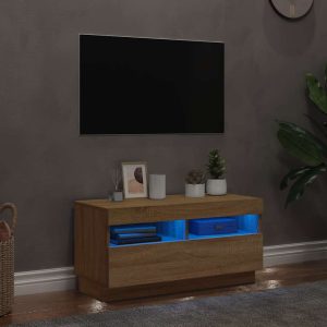 vidaXL Szafka TV z oświetleniem LED, dąb sonoma, 80x35x40 cm