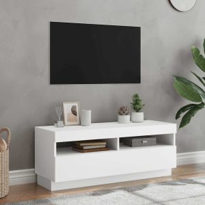 vidaXL Szafka pod TV z oświetleniem LED, biała, 100x35x40 cm