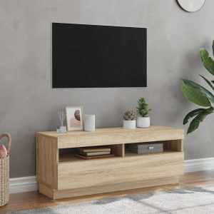 vidaXL Szafka TV z oświetleniem LED, dąb sonoma, 100x35x40 cm