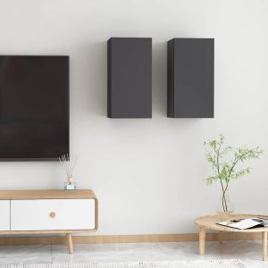 vidaXL Szafki telewizyjne, 2 szt., szare, 30,5x30x60 cm