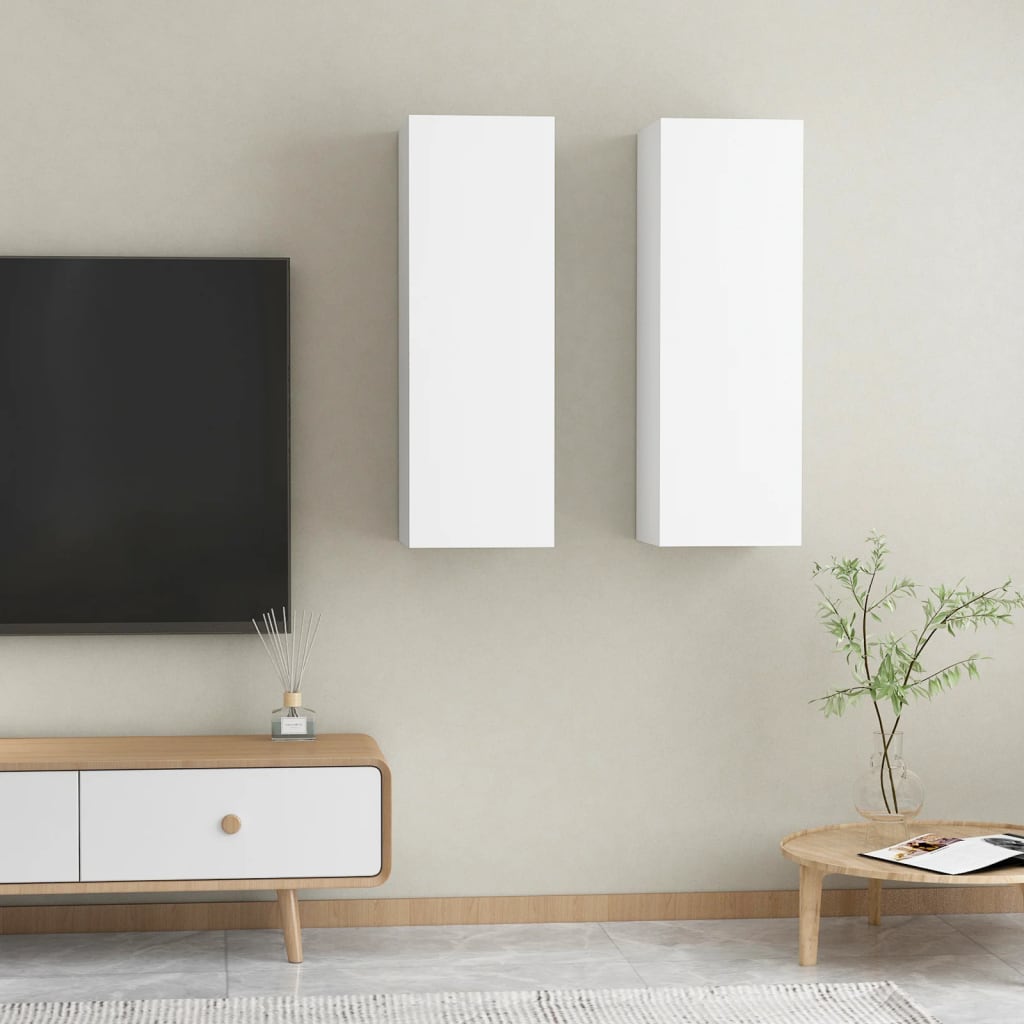 vidaXL Szafki TV 2 szt., białe, 30,5x30x90 cm, materiał drewnopochodny