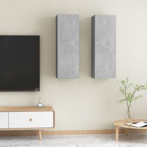 vidaXL Szafki telewizyjne, 2 szt., szarość betonu, 30,5x30x90 cm