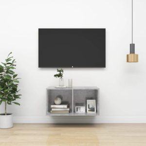 vidaXL Wisząca szafka pod TV, szarość betonu, 37x37x72 cm