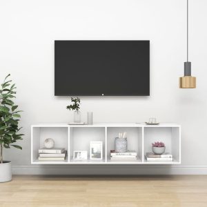 vidaXL Wisząca szafka TV, biała, 37x37x142,5 cm